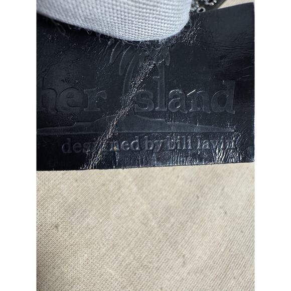 Leather Island Belt Mens 36 Black Studded Grommet Distressed Buckle Rock LI561 - Picture 10 of 14